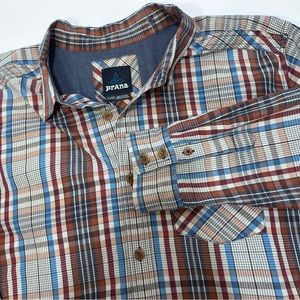 Prana Breathe Shirt Men’s XL Button Up Long Sleeve Plaid‎ Like New!